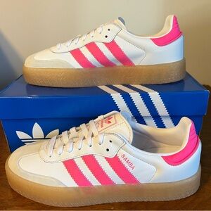 Adidas Women’s White and Pink SAMBAE